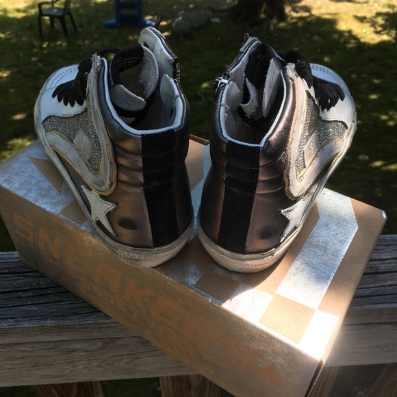 Golden Goose Slide Gun Metal/Shimmer sz 37 NIB - Picture 6 of 10